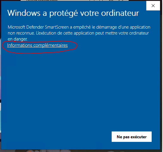 SmartScreen initial warning - Show more button